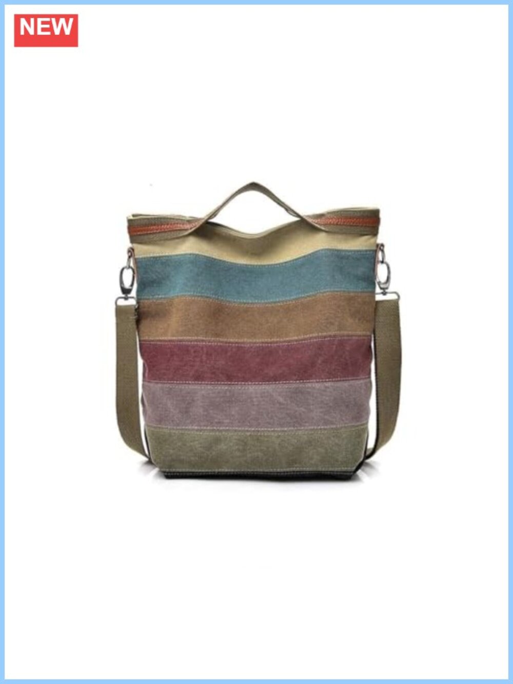 Women's Multi-Color Canvas Hobo Handbag Tote Shoulder Bag with Adjustable Strap